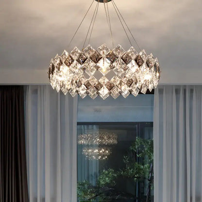 Postmodern clear & smoky crystal chandelier living room