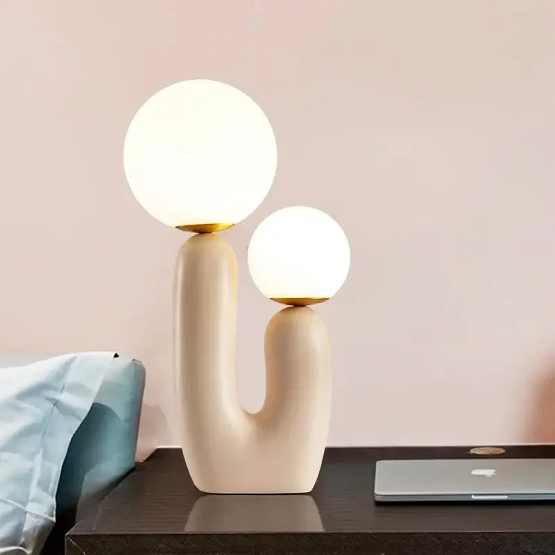 Postmodern cream glass table lamp bedroom glass light