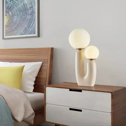 Postmodern cream glass table lamp bedroom glass light