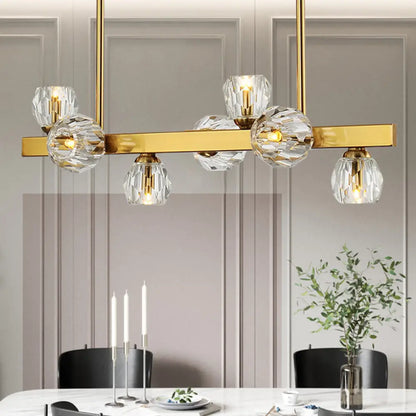 DecorBites™ Postmodern Crystal Ball Pendant - Gold Branch Design | 7-Light Island Lighting for Dining Room Ceiling