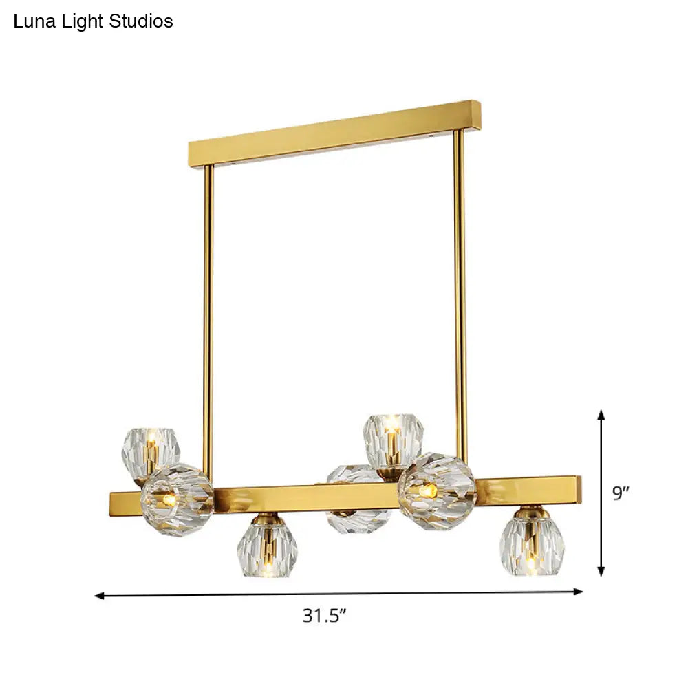 DecorBites™ Postmodern Crystal Ball Pendant - Gold Branch Design | 7-Light Island Lighting for Dining Room Ceiling