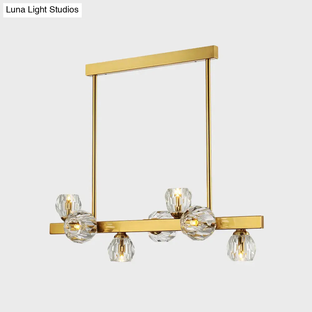 DecorBites™ Postmodern Crystal Ball Pendant - Gold Branch Design | 7-Light Island Lighting for Dining Room Ceiling