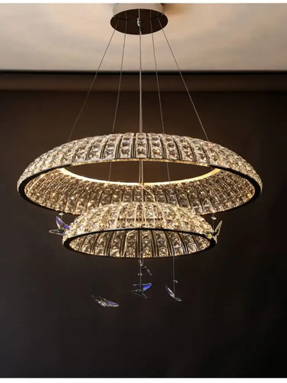 Postmodern crystal butterfly pendant light living room chandelier