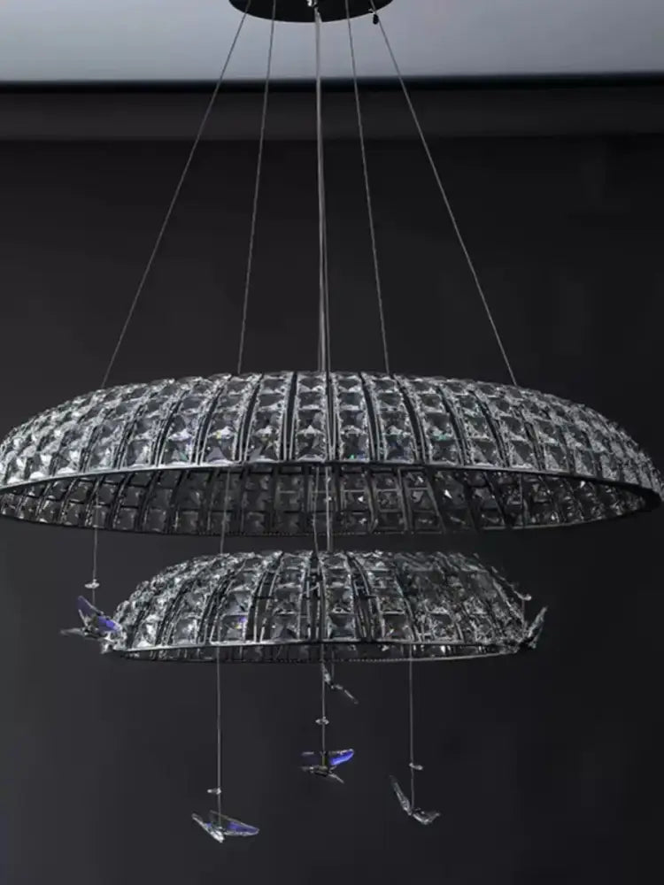 Postmodern crystal butterfly pendant light living room chandelier