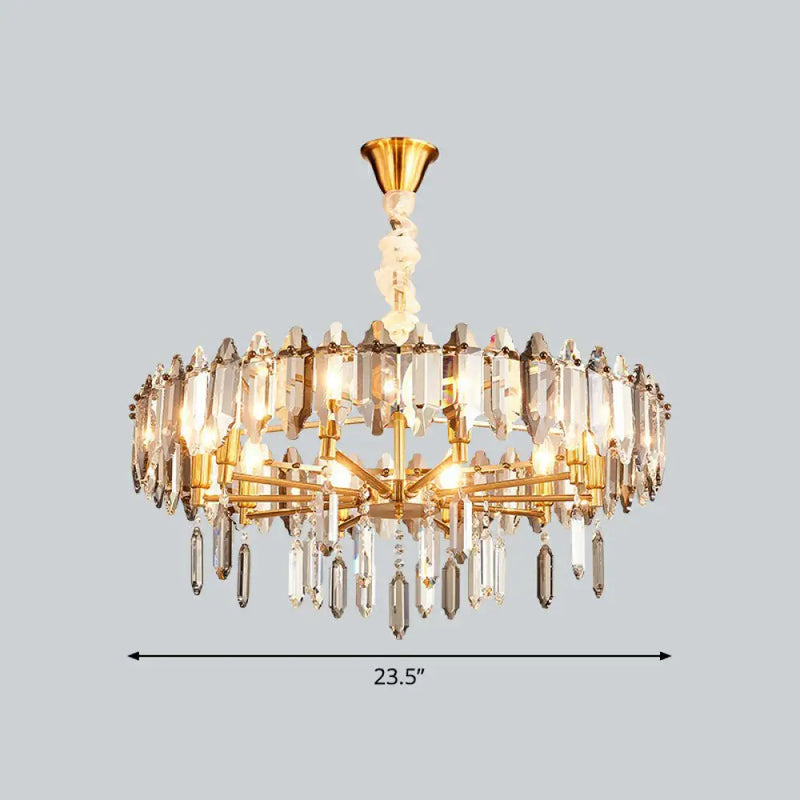 DecorBites™ Postmodern Crystal Chandelier for Living Room with Clear Loop Shade