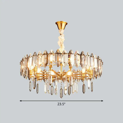 Postmodern crystal chandelier gold loop for living room