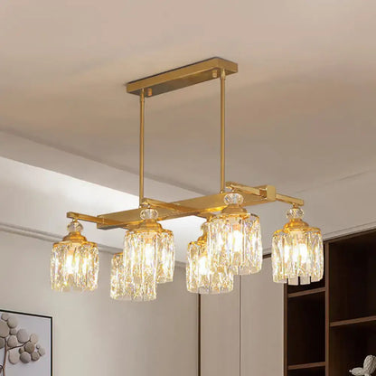 Postmodern crystal gold island lamp dining room light fixture
