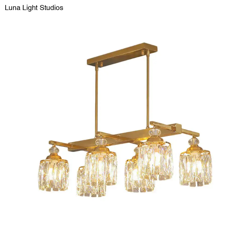 Postmodern crystal gold island lamp dining room light fixture