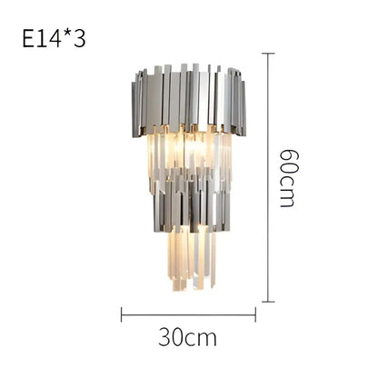 Postmodern crystal golden led wall sconce living room art deco light