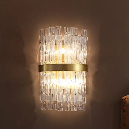 DecorBites™ Postmodern Crystal Rod Brass Sconce Light - Half-Cylinder Wall Fixture