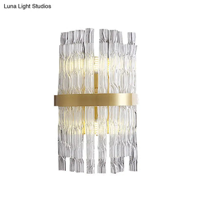 DecorBites™ Postmodern Crystal Rod Brass Sconce Light - Half-Cylinder Wall Fixture
