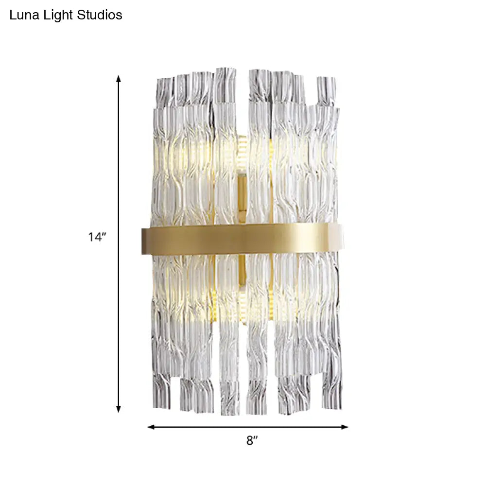 DecorBites™ Postmodern Crystal Rod Brass Sconce Light - Half-Cylinder Wall Fixture