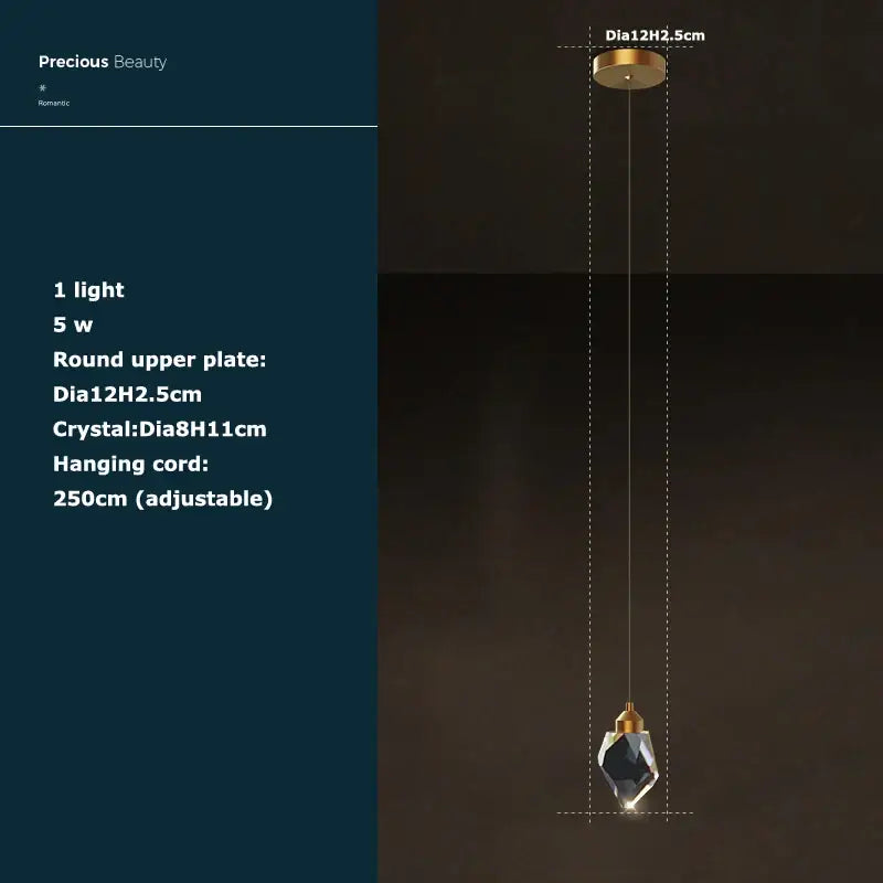 Postmodern crystal stone copper chandelier for staircase lighting