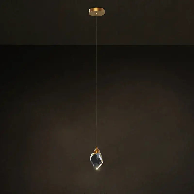 Postmodern crystal stone copper chandelier for staircase lighting