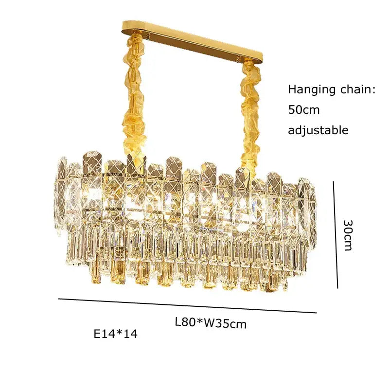 Postmodern gold lustre chandelier – dining room crystal light