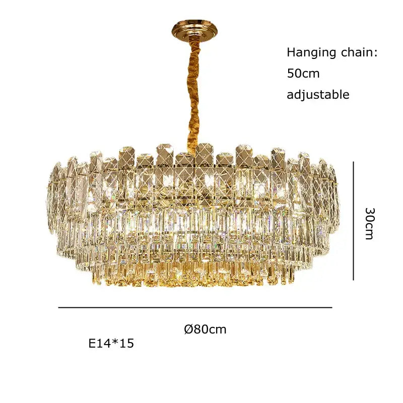 Postmodern gold lustre chandelier – dining room crystal light