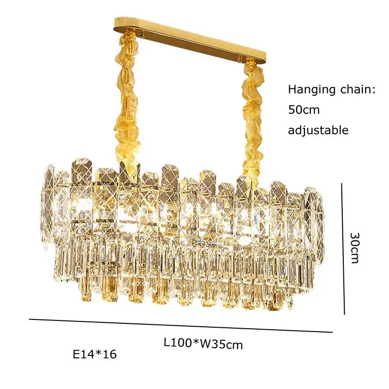 Postmodern gold lustre chandelier – dining room crystal light