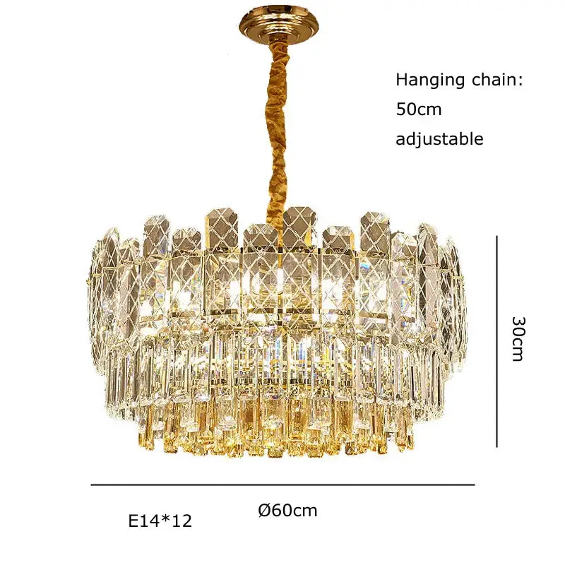 Postmodern gold lustre chandelier – dining room crystal light
