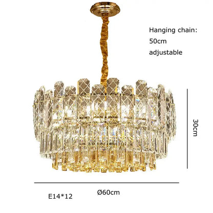 Postmodern gold lustre chandelier – dining room crystal light
