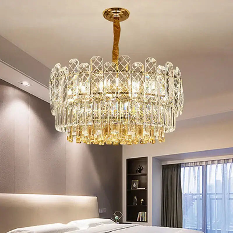 Postmodern gold lustre chandelier – dining room crystal light