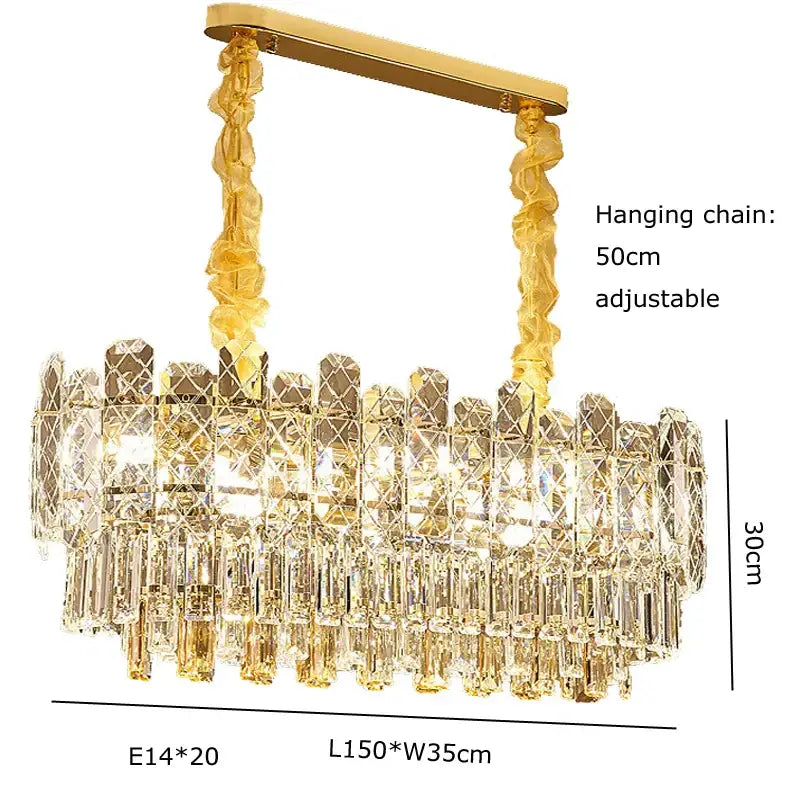 Postmodern gold lustre chandelier – dining room crystal light