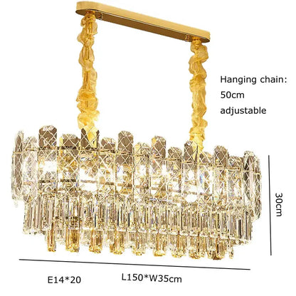 Postmodern gold lustre chandelier – dining room crystal light
