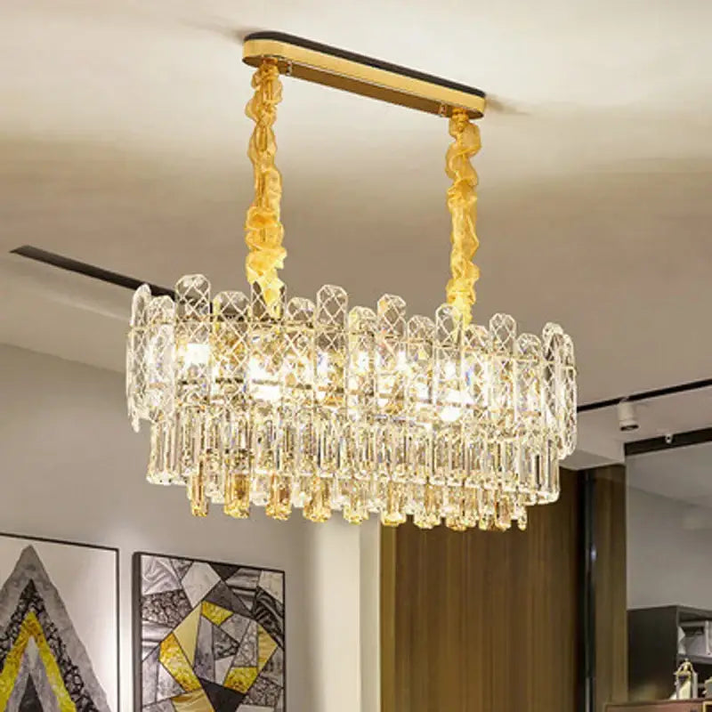 Postmodern gold lustre chandelier – dining room crystal light