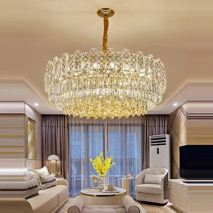 Postmodern gold lustre chandelier – dining room crystal light
