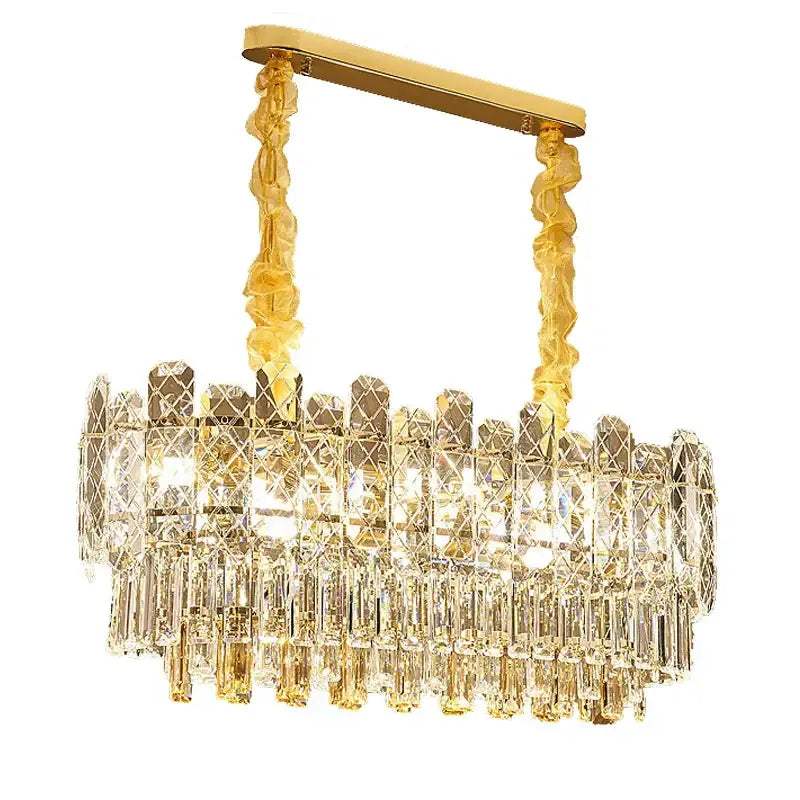 Postmodern gold lustre chandelier – dining room crystal light