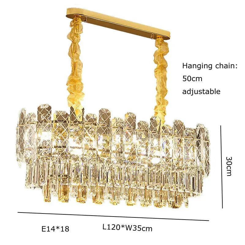 Postmodern gold lustre chandelier – dining room crystal light