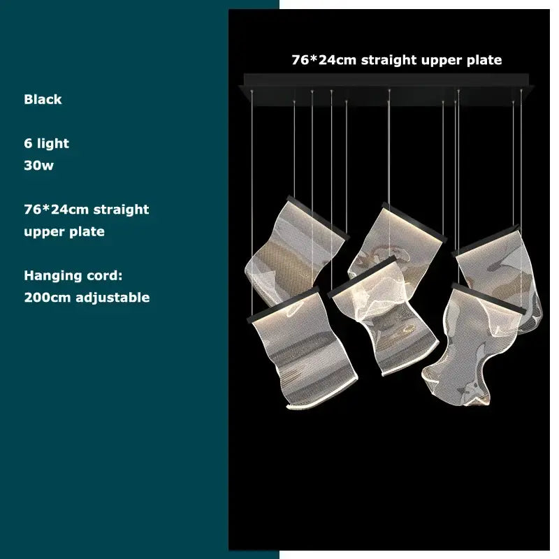 Postmodern golden love paper chandelier foyer led light