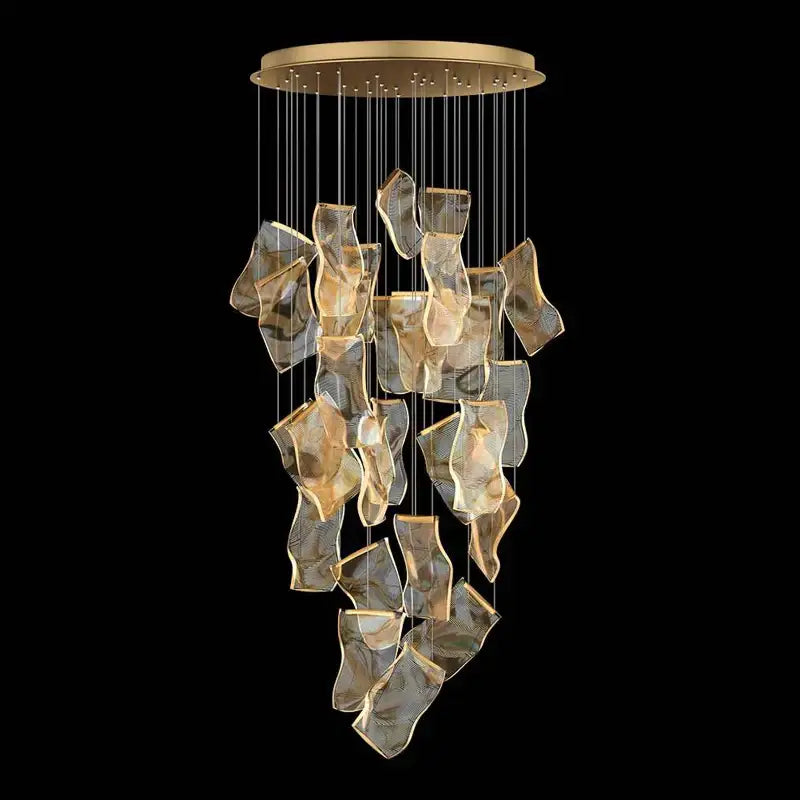 Postmodern golden love paper chandelier foyer led light