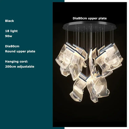 Postmodern golden love paper chandelier foyer led light