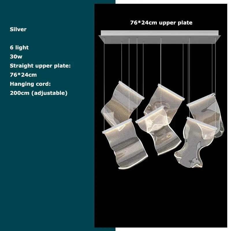 Postmodern golden love paper chandelier foyer led light