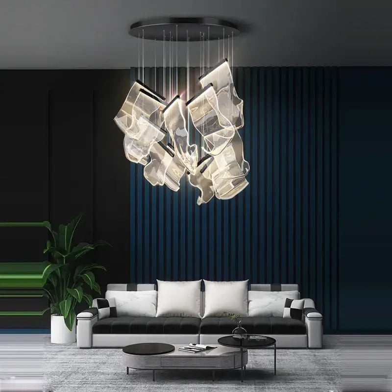 Postmodern golden love paper chandelier foyer led light