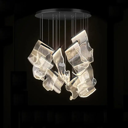 Postmodern golden love paper chandelier foyer led light
