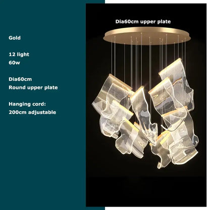Postmodern golden love paper chandelier foyer led light