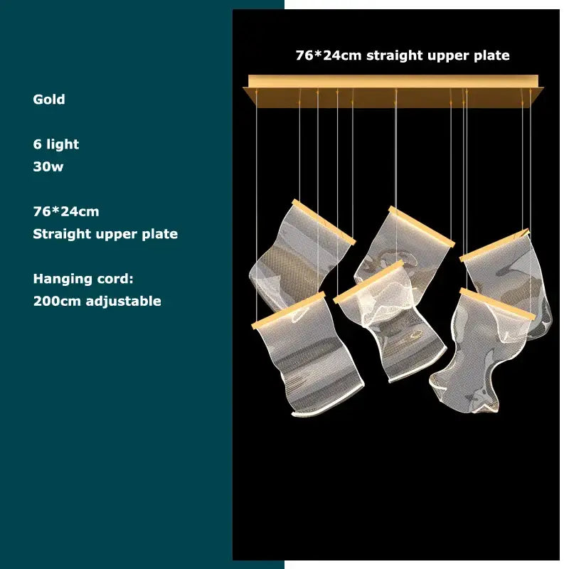 Postmodern golden love paper chandelier foyer led light