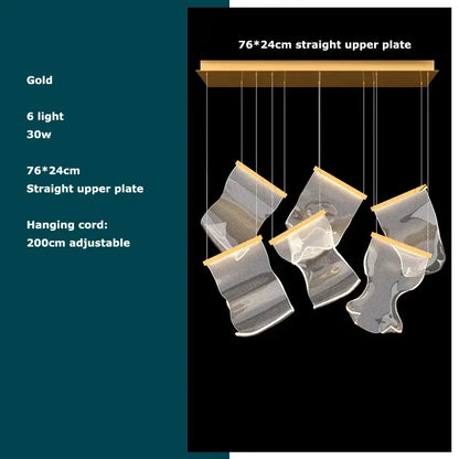 Postmodern golden love paper chandelier foyer led light