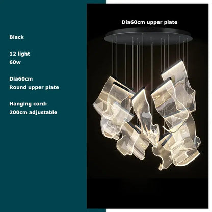 Postmodern golden love paper chandelier foyer led light