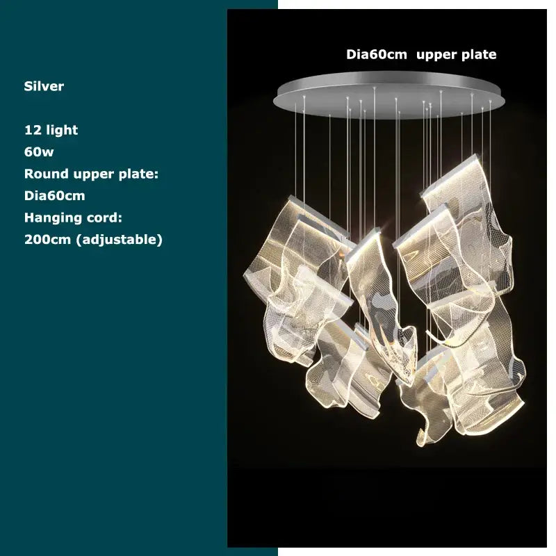 Postmodern golden love paper chandelier foyer led light