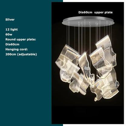 Postmodern golden love paper chandelier foyer led light