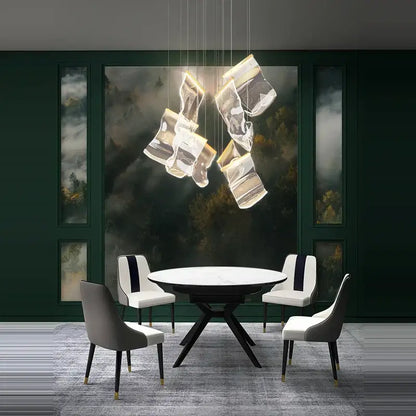 Postmodern golden love paper chandelier foyer led light