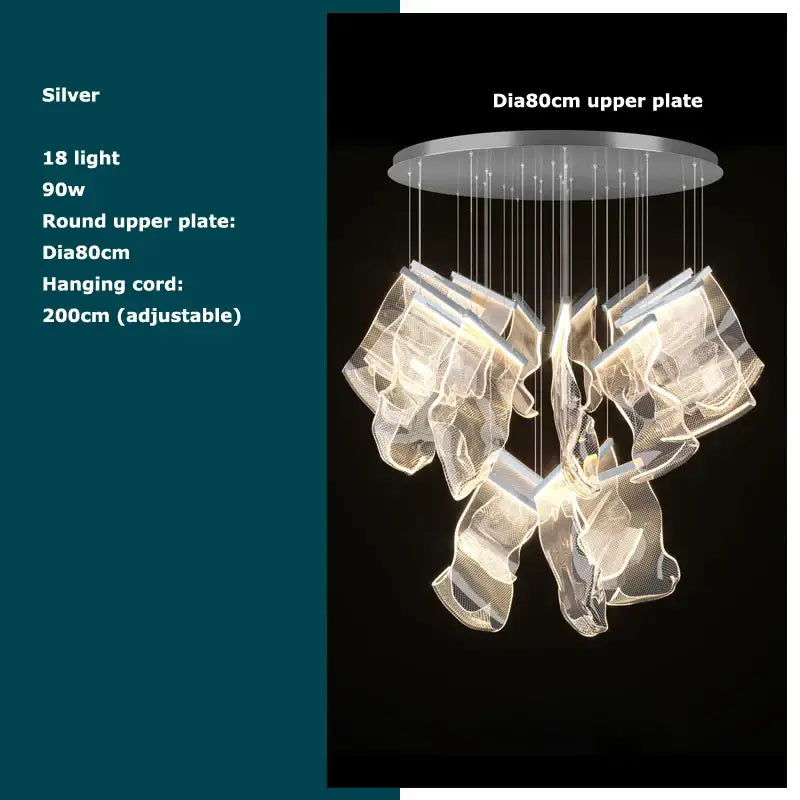 Postmodern golden love paper chandelier foyer led light