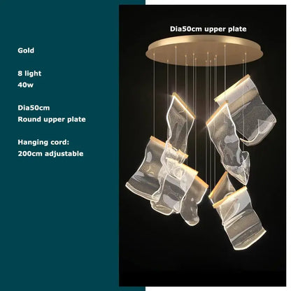 Postmodern golden love paper chandelier foyer led light