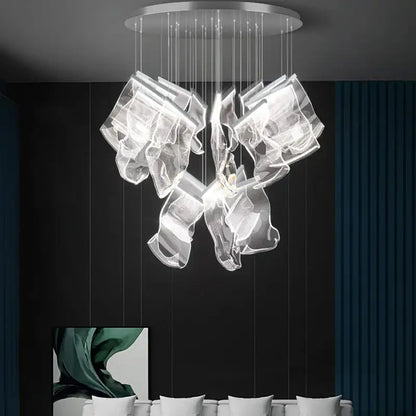 Postmodern golden love paper chandelier foyer led light