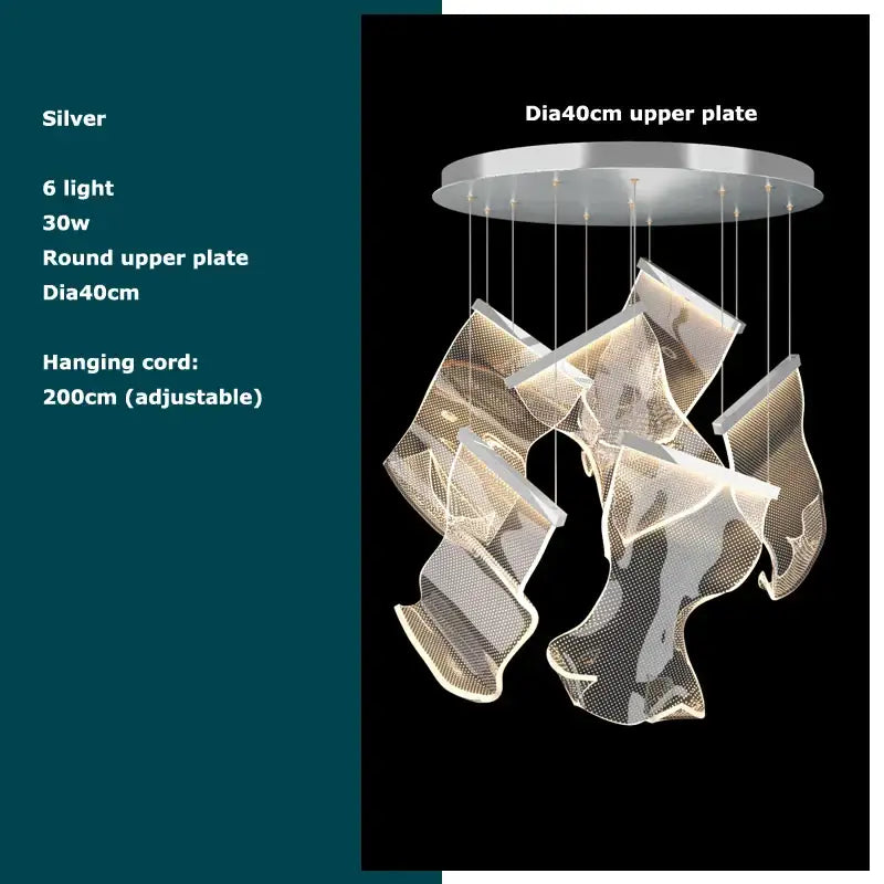 Postmodern golden love paper chandelier foyer led light