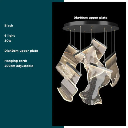 Postmodern golden love paper chandelier foyer led light