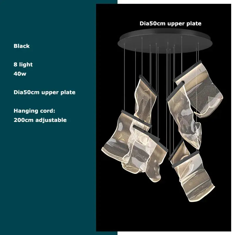Postmodern golden love paper chandelier foyer led light