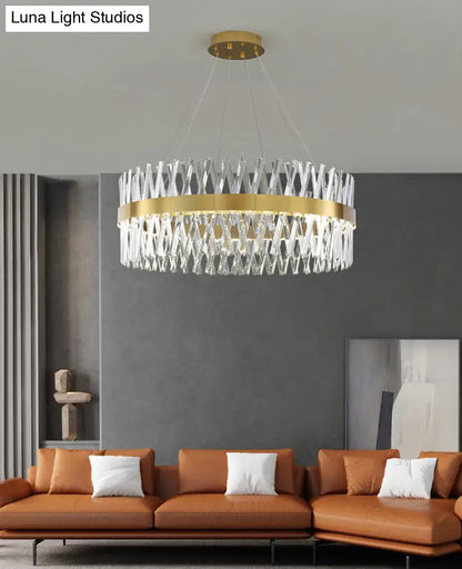DecorBites™ Postmodern Geometric K9 Crystal Pendant Light in Gold for Bedroom or Island with LED